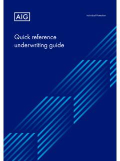 Quick reference underwriting guide