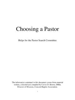 Choosing a Pastor - Concord Baptist Association