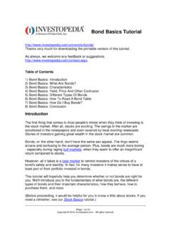 Bond Basics Tutorial - Investopedia