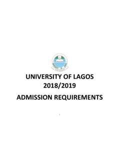 UNIVERSITY OF LAGOS 2018/2019 ADMISSION …