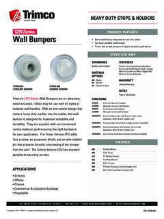 1270 Series PRODUCT FEATURES Wall Bumpers - Trimco …