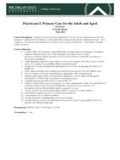 Practicum I: Primary Care for the Adult and Aged