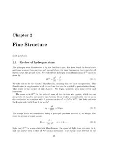 Quantum Physics III Chapter 2: Hydrogen Fine Structure
