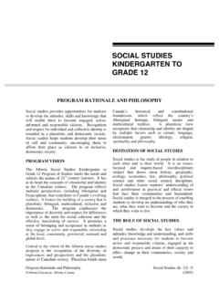SOCIAL STUDIES KINDERGARTEN TO GRADE 12 - Alberta