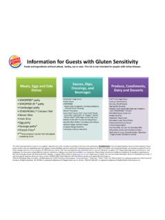 Information for Guests with Gluten Sensitivity - BURGER KING&#174;