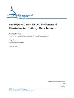 The Pigford Cases: USDA Settlement of Discrimination Suits ...