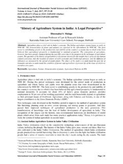 “History of Agriculture System in India: A Legal Perspective