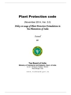Plant Protection code - Tea Board of India