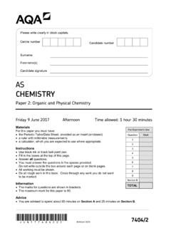 AS Chemistry Question paper Paper 2 June 2017