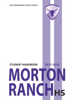 STUDENT HANDBOOK MORTON RANCH - Katy ISD