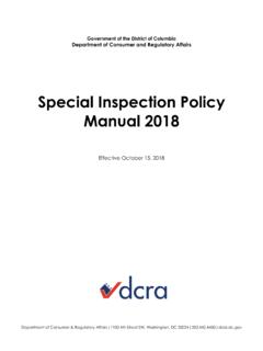 Special Inspection Policy Manual 2018 - Washington, D.C.