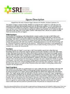 Jigsaw Description - School Reform Initiative