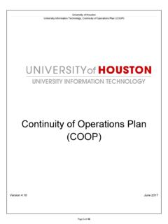 Continuity of Operations Plan (COOP) - University of Houston