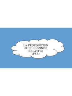 LA PROPOSITION SUBORDONN&#201;E RELATIVE (PSR)