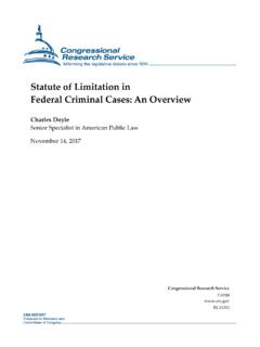 Statute of Limitation in Federal Criminal Cases: An Overview