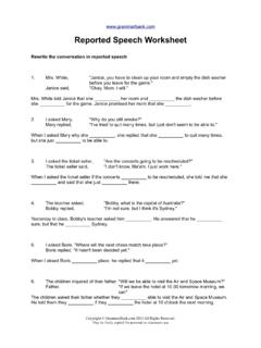 Reported Speech Worksheet - GrammarBank