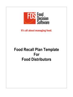 Food Recall Plan Template for Food Distributors