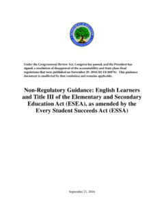 Non-Regulatory Guidance: English Learners and Title III of ...