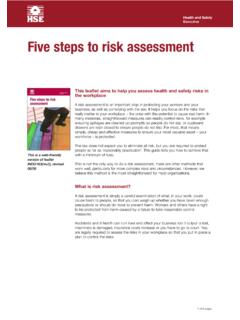 INDG163 - Five steps to risk assessment