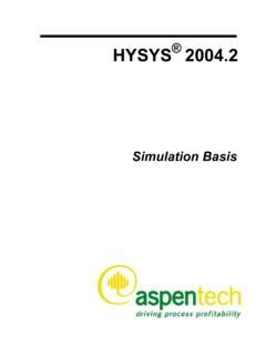 HYSYS Simulation Basis - University of Alberta