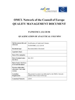 OMCL Network of the Council of Europe QUALITY …