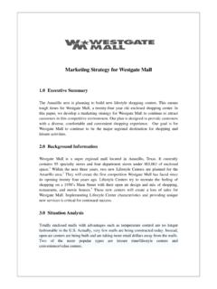 Marketing Strategy for Westgate Mall - Heath …