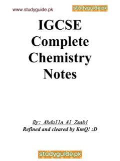 www.studyguide.pk IGCSE Complete Chemistry Notes