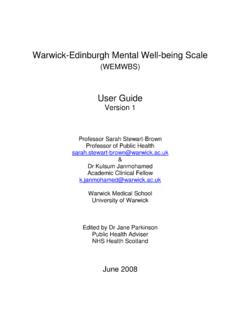 WEMWBS USER GUIDE Version 1 June 2008 - ENMHP