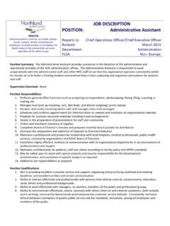 JOB DESCRIPTION POSITION: Administrative Assistant
