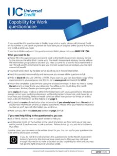 Capability for Work questionnaire - GOV.UK