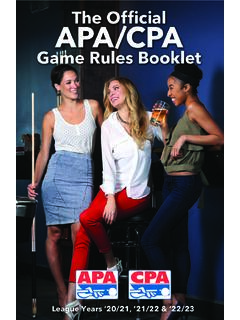 2020 Rules Booklet - American Poolplayers Association