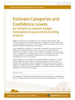 Estimate Categories and Confidence Levels - hpw.qld.gov.au