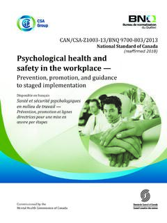 Psychological health and safety in the workplace - CSA Group