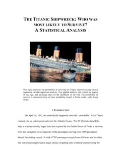 THE TITANIC SHIPWRECK: W MOST LIKELY TO SURVIVE A ...