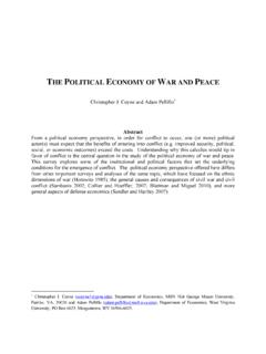 T POLITICAL ECONOMY OF WAR AND EACE - …