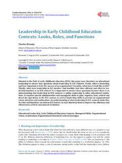 Leadership in Early Childhood Education Contexts: Looks, …
