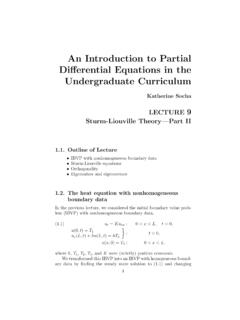 An Introduction to Partial Di erential Equations in the ...