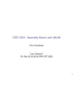 CSCI 2021: Assembly Basics and x86-64 - University of …