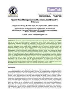 Quality Risk Management in Pharmaceutical Industry: A Review