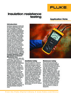Insulation resistance testing - Fluke Corporation