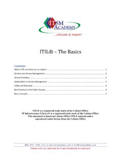 ITIL&#174; – The Basics - ITSM Academy