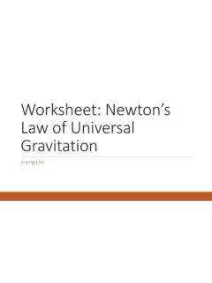 Worksheet: Newton’s Law of Universal Gravitation
