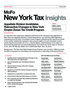 Volume 3, Issue 1 MoFo New York Tax Insights