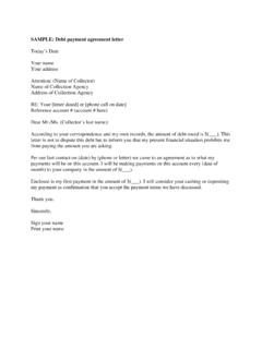SAMPLE: Debt payment agreement letter - Debt Counseling