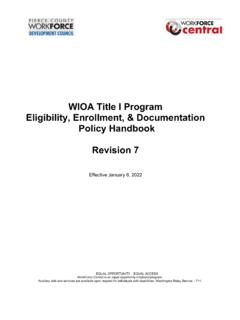 WIOA Title I Program Eligibility, Enrollment ...