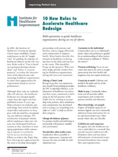 10 New Rules to Accelerate Healthcare Redesign - IHI