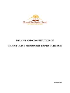 BYLAWS AND CONSTITUTION OF MOUNT OLIVE …