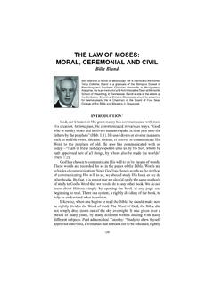 THE LAW OF MOSES: MORAL, CEREMONIAL AND CIVIL