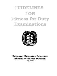 GUIDELINES FOR Fitness for Duty Examinations