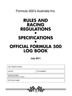 RULES AND RACING REGULATIONS SPECIFICATIONS OFFICIAL ...